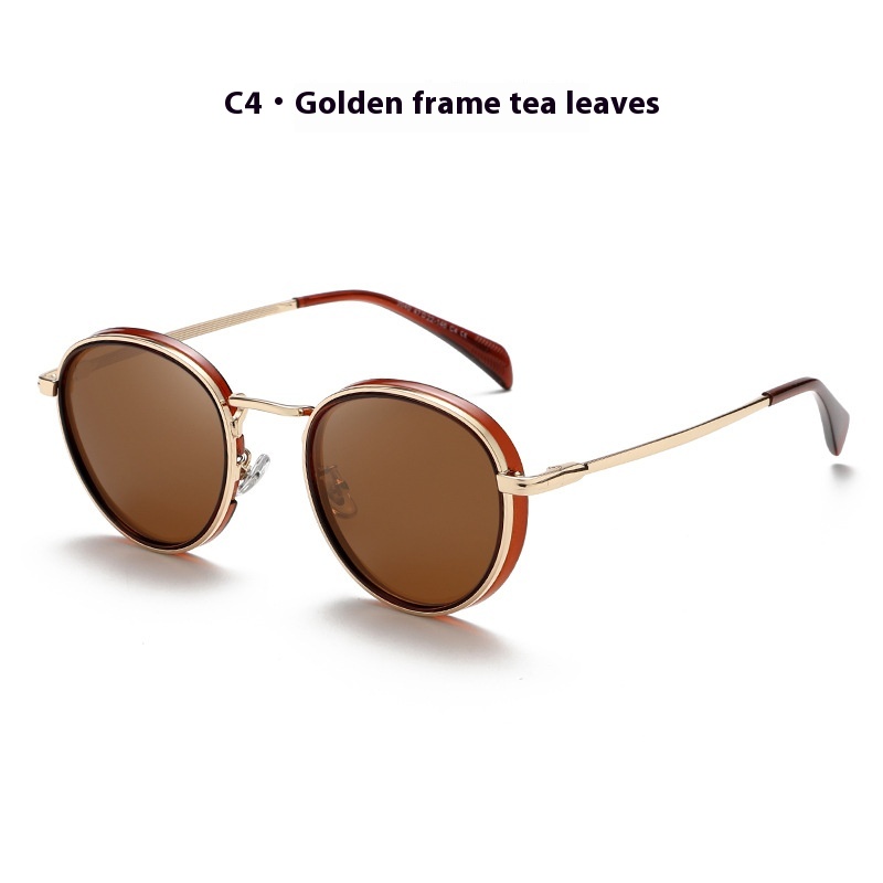 Round Frame Retro Sun Glasses Reflective Lenses - Image 5