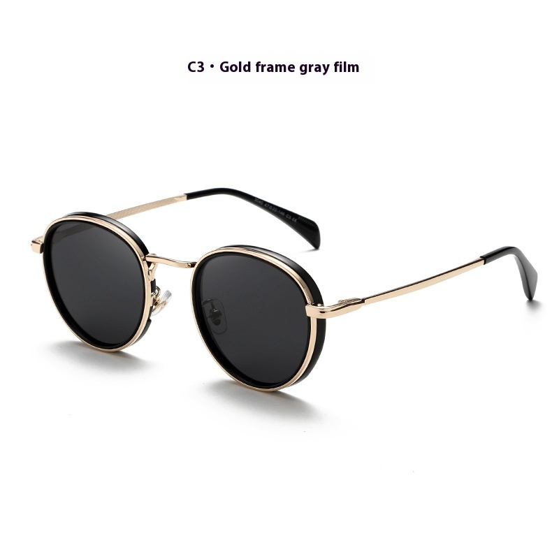 Round Frame Retro Sun Glasses Reflective Lenses - Image 6