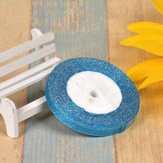 Bow Gold Silk Silver Polyester Ribbon 198 Lake Blue Silver Wire - Shop at LoveMi