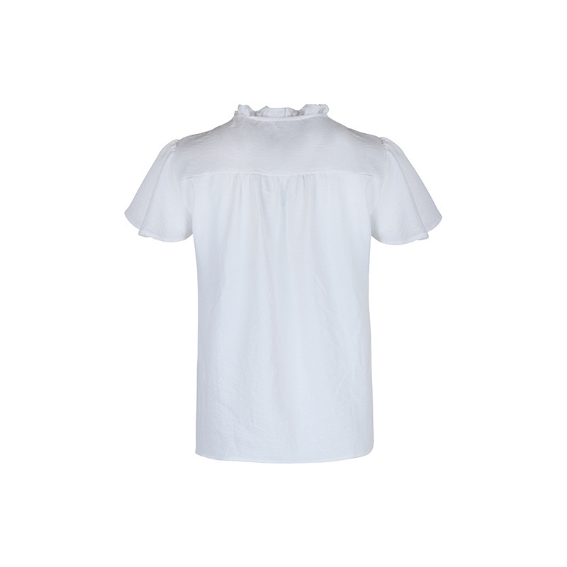 White Short Sleeved Embroidered Bohemian Shirt for Women