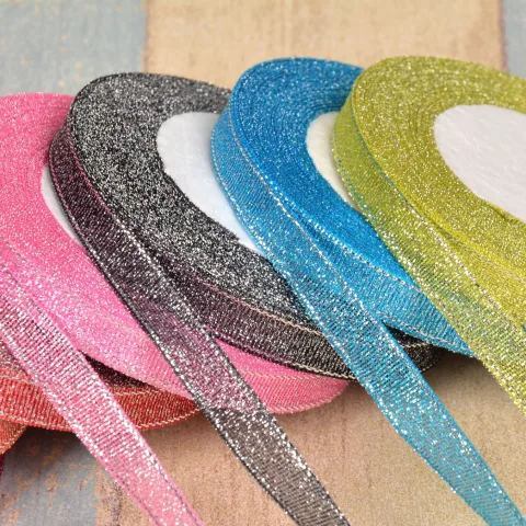 Bow Gold Silk Silver Polyester Ribbon