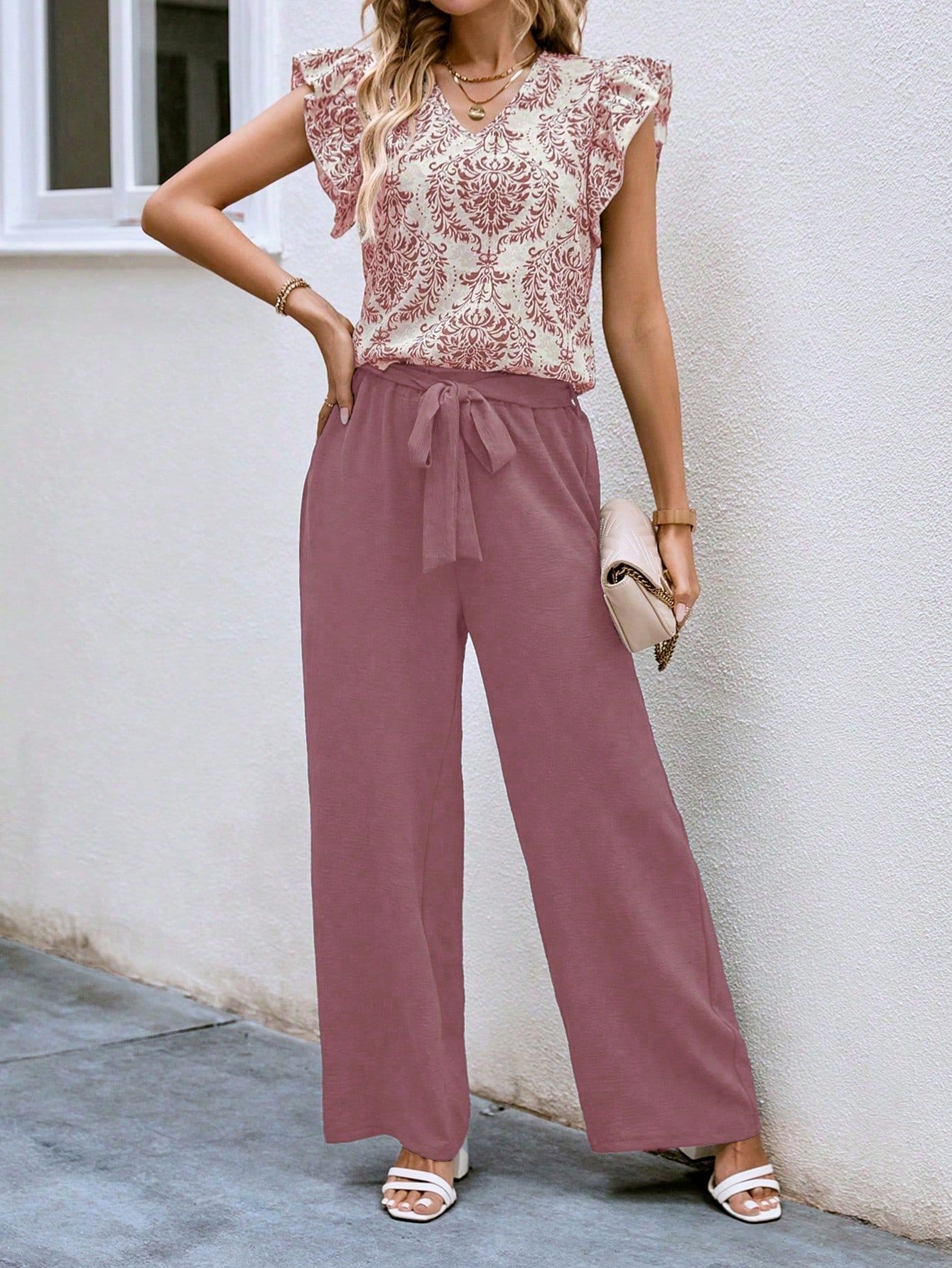 Fashion Trend Polyester Fiber Women's Top Set