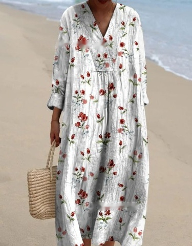 Printed Pullover Patchwork Women's Dress White - Shop at LoveMi