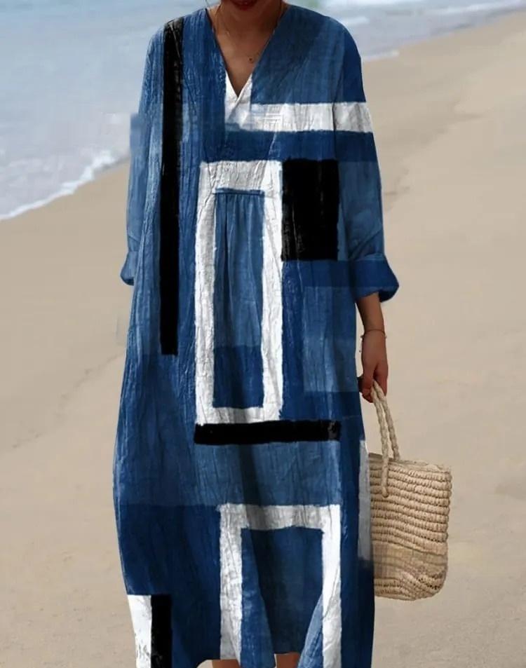 Printed Pullover Patchwork Women's Dress