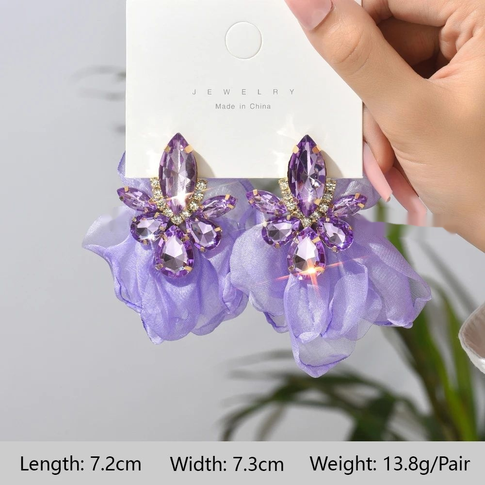 Fashion Women's Purple Series Rhinestone Earrings