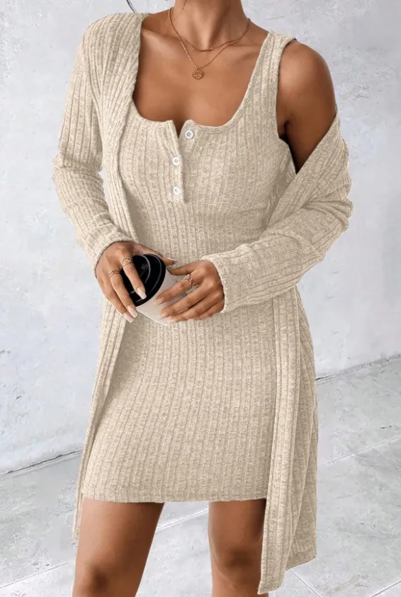Tailored Solid Color Pit Stripe Vest Skirt For Women's Clothing Khaki - Shop at LoveMi