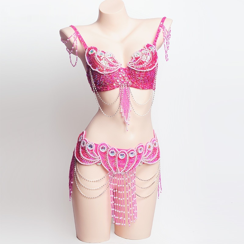 Pearl Embroidery Belly Dance Bra Girdle Suit — image 1