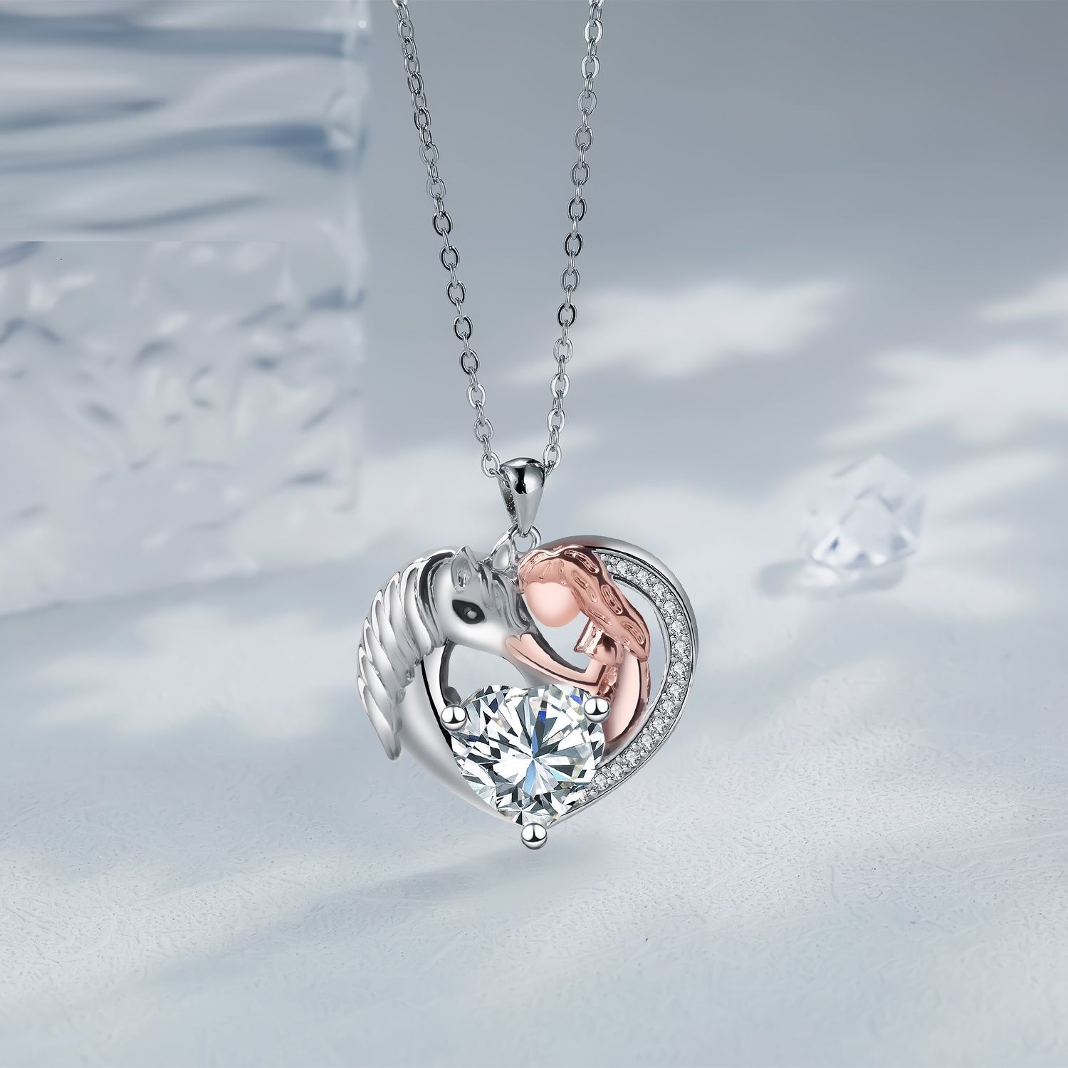 Girl And Horse Love Necklace European And American Stylish Pendant
