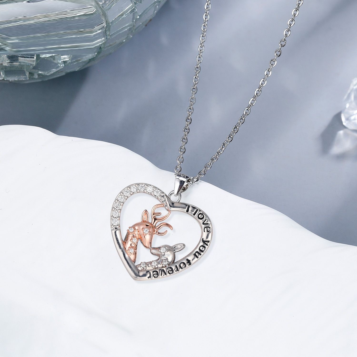 Sika Deer Jewelry Mother And Daughter Heart-shaped Pendant Necklace For Women