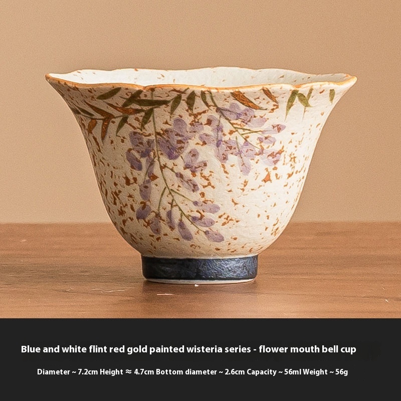 Hand Painted Golden Outline Wisteria Flower Port Bell Cup