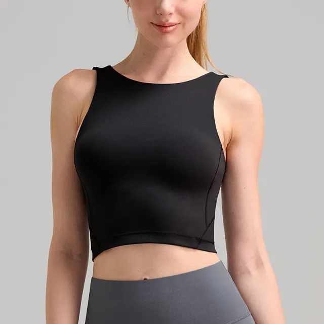 High Collar Women's Yoga Vest Workout Bra Brushed Soft Glutinous Sports Underwear Black - Shop at LoveMi