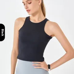 Double-layer Round Neck Sleeveless Cloud Soft Vest - Black - View 1