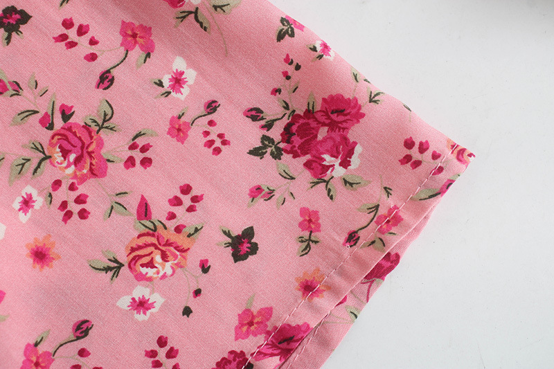 Pink Floral Long Sleeve Blouse Bohemian Style