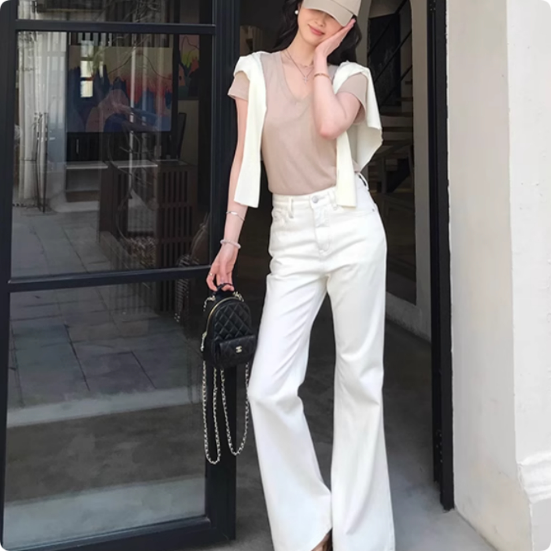 High Waisted Slim Pants With Straight Leg And Wide Leg Pants For Floor Dragging