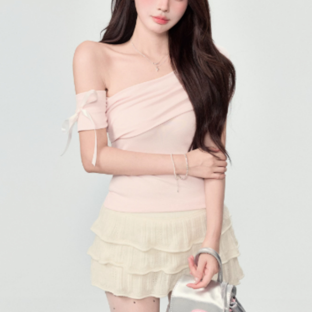 New Slim Fit And Slimming One Shoulder Off Top