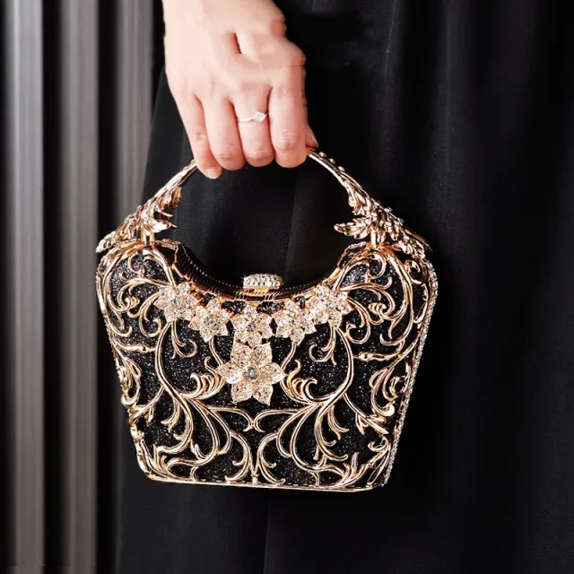Hollow Out Party Clutch Shiny Banquet Bag Black - Shop at LoveMi