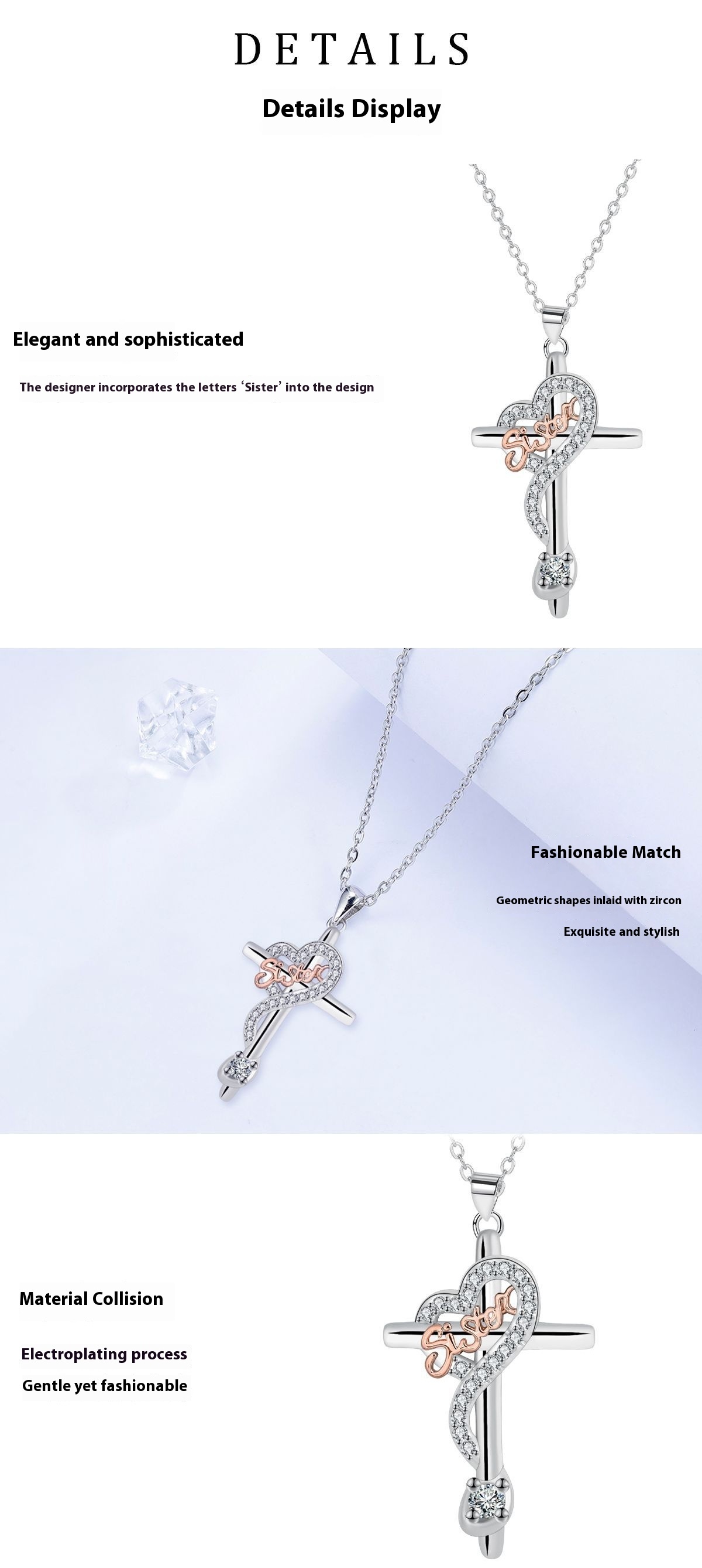 european and american style cross necklace 