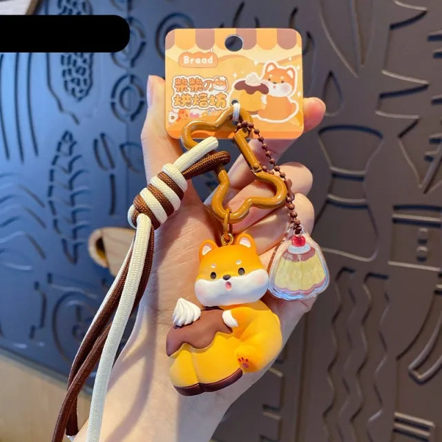 Cute Pet Shiba Inu Baking Series Keychain Pudding Firewood - Shop at LoveMi