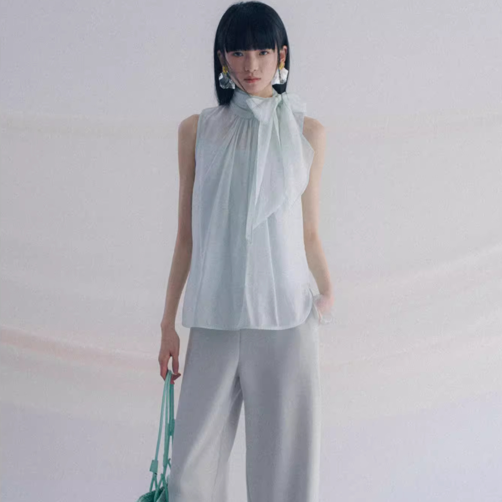 Women's Sleeveless Ribbon Fashion Shirt