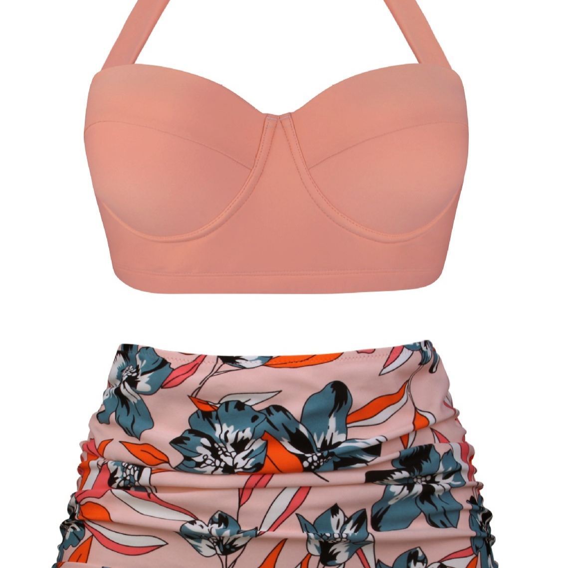 Lace-up Polka Dot Floral Swimsuit Women's Bikini