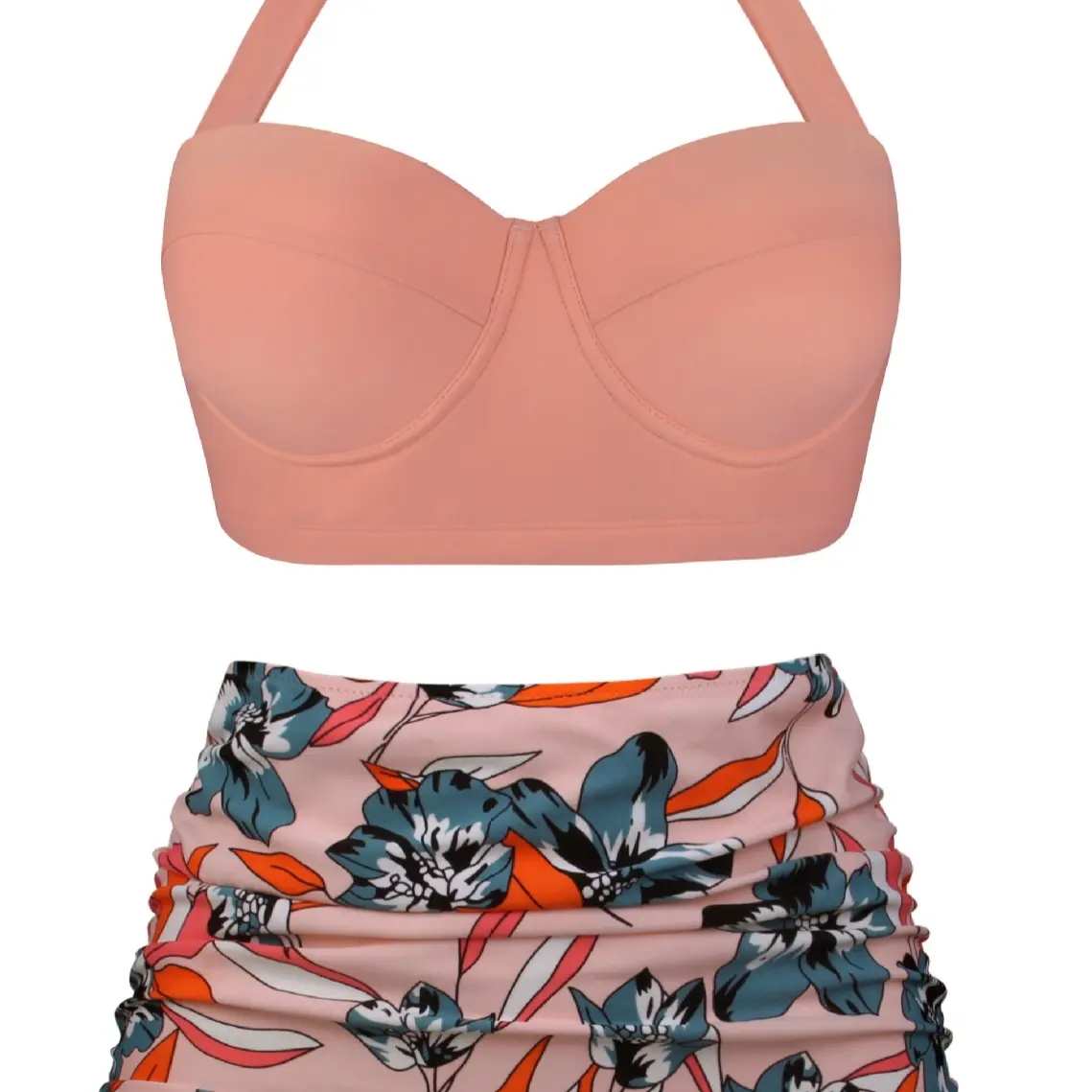 Lace-up Polka Dot Floral Swimsuit Women's Bikini