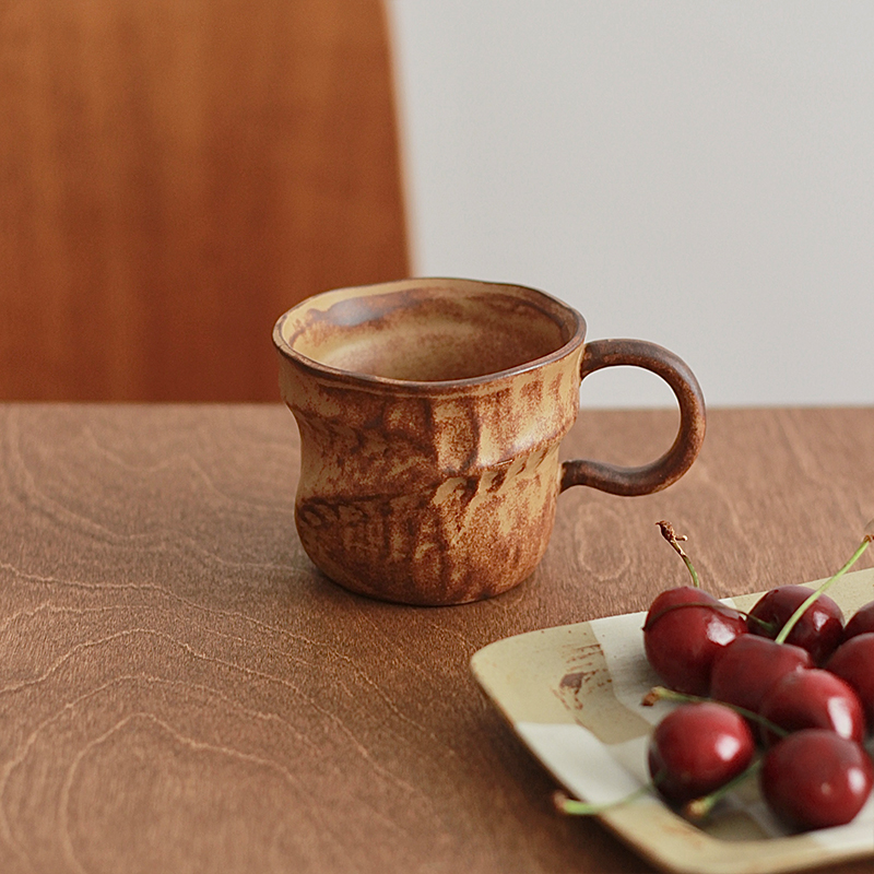Japanese Retro Wabi Sabi Style Coffee Cup Irregular Handmade Coarse Pottery