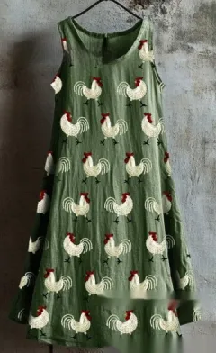Women's Sleeveless Round Neck 3D Printed Dress - 92Bxlyq3-2Xl - View 1