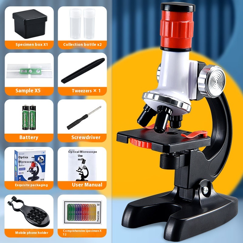 HD 1200 Times Microscope Toy Suit Primary School Biological Science Experiment Portable Children Educational Science And Education Gift 1
