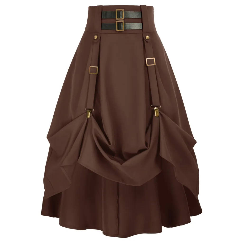 Medieval Costume Women's Steambeer Festival Punk Skirt - Brown