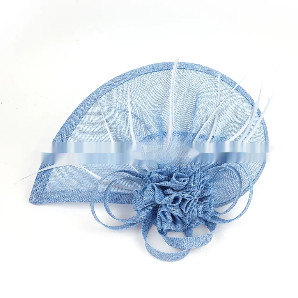 Linen Horse Racing Top Hat Hair Accessories - Sky Blue