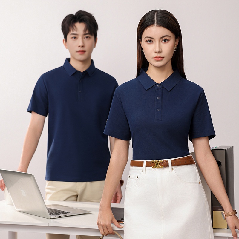 Summer Business Lapel Short Sleeve Pure Color Seamless Polo Shirt