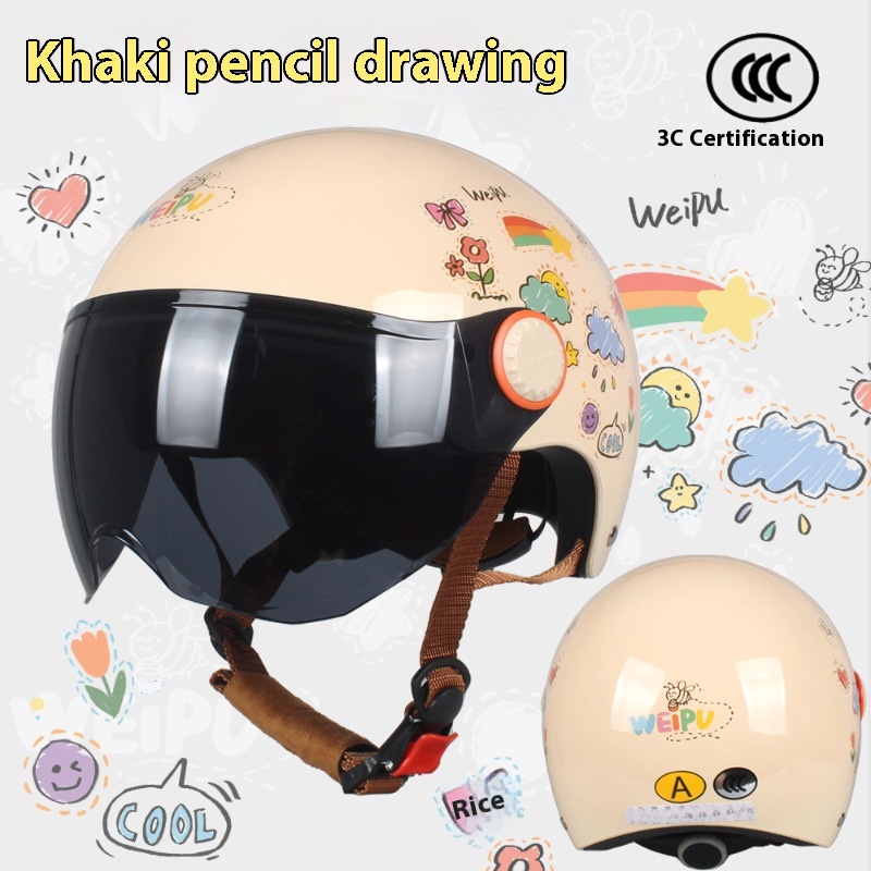 Cute Cartoon Windproof Sunscreen Electric Car Helmet - Image 19