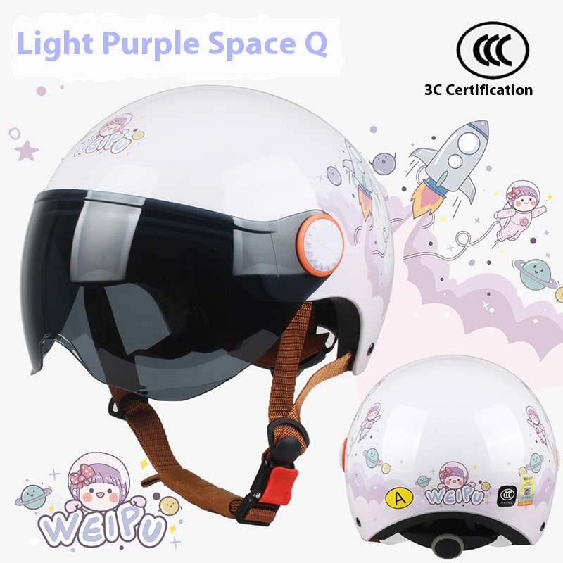 Cute Cartoon Windproof Sunscreen Electric Car Helmet - Image 14