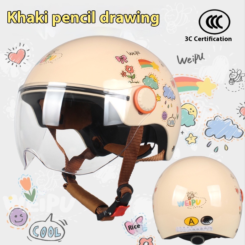 Cute Cartoon Windproof Sunscreen Electric Car Helmet - Image 11