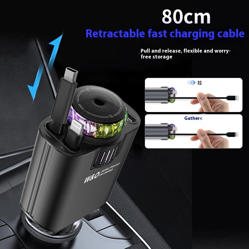 Aromatherapy Car Phone Charger Purple Star Light Three-in-one