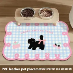 Pet Placemat Cat And Dog Non-slip Wear-resistant - Pink Circle Blue Plaid - View 1