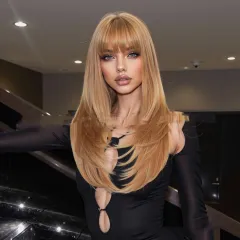 Light Gold Orange Straight Bangs Hair - Swlc6344 8Bl24 - View 1