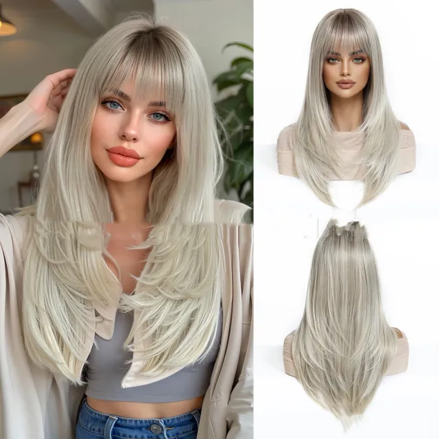 Light Gold Orange Straight Bangs Hair Swlc6344 4Bl24 - Shop at LoveMi