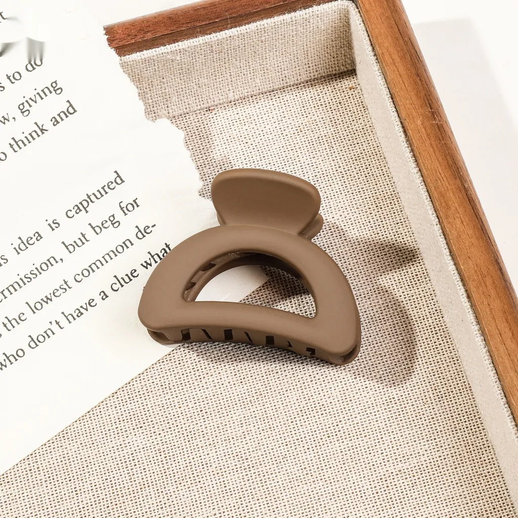 Frosted Hair Clip Cute Hair Updo Grip Women's High Hair Accessories - Semicircle Milk Coffee