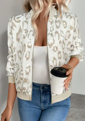 Thin Coat With Zip Slim Fit Slimming Casual Jacket Top White - Shop at LoveMi