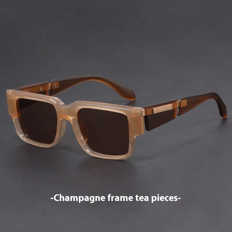 Gray Blue Square Thick Frame Sunglasses UV-proof Retro Simple Sun Glasses