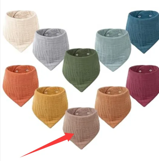 Baby Headscarf, Saliva Bib, Pure Cotton - Khaki