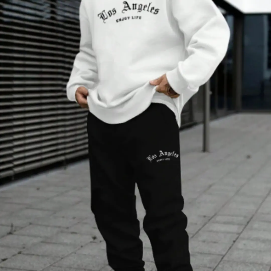 Men's Pullover Hooded Sweater Letter Printing Leisure Sports Suit
