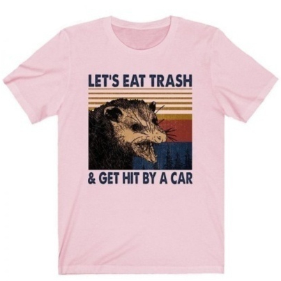 Animal Letter Pattern Printed Short-sleeved T-shirt