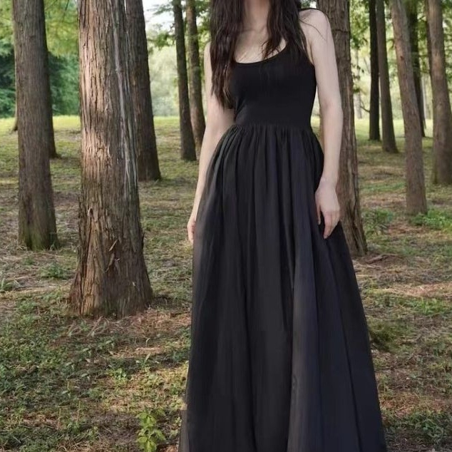 French Style Platycodon Grandiflorum Hepburn Style Little Black Dress Sleeveless Women's