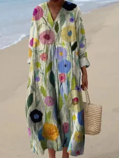 Long Sleeve Shirt Dress Women's Casual Floral - B22Qket37Hnp2R32 - View 1