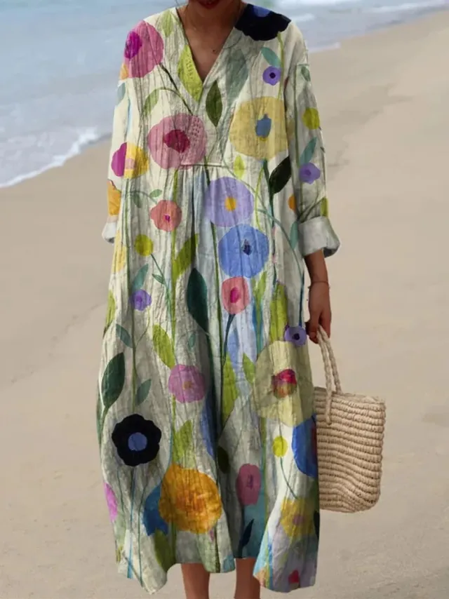 Long Sleeve Shirt Dress Women's Casual Floral B22Qket37Hnp2R32 - Shop at LoveMi