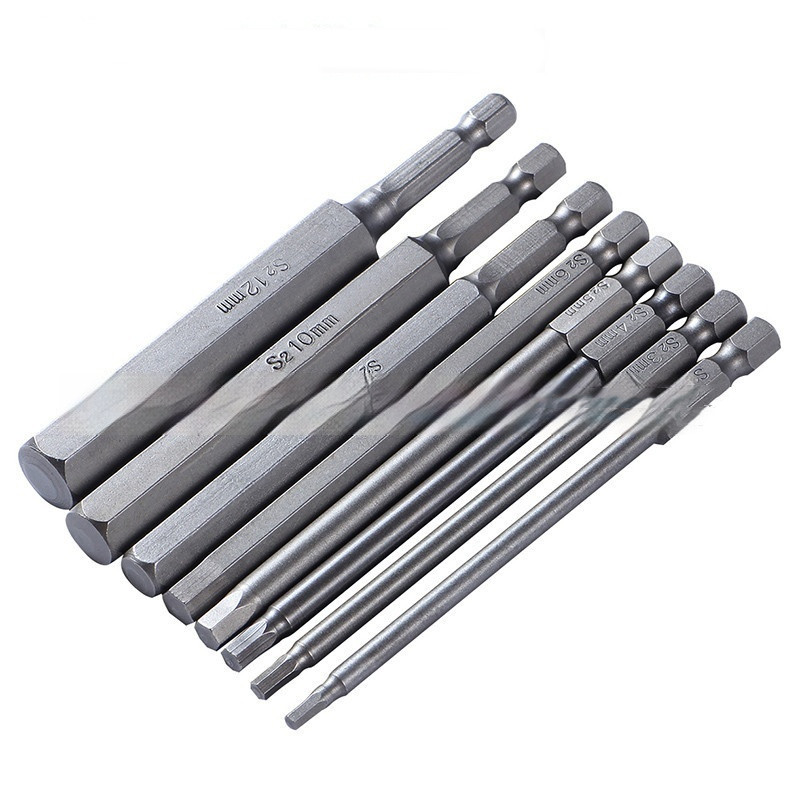 Silver S2 Material Hexagonal Bit 8-piece Set