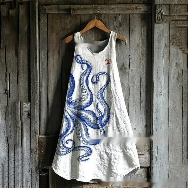 Women's Sleeveless Round Neck 3D Printed Dress - 21 Models