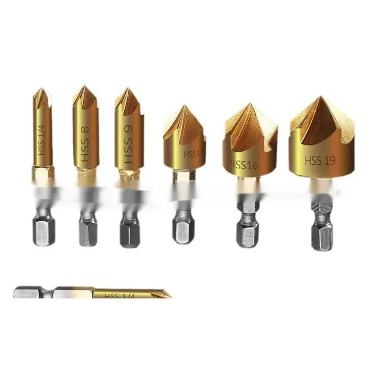 Handle Titanium-plated Drill Woodworking Hole Six-piece Set